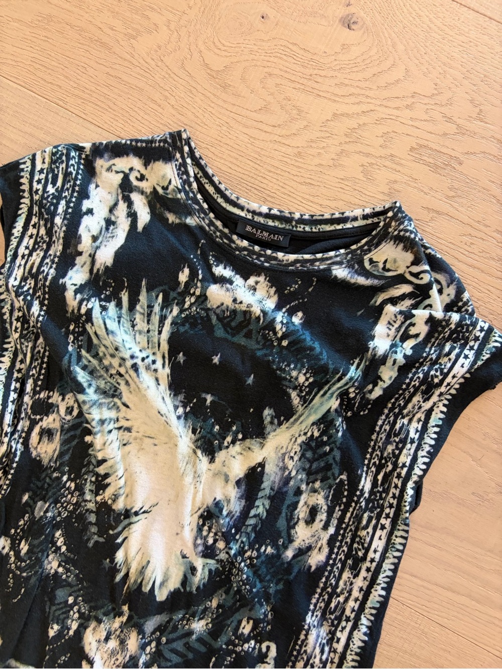 Balmain Black Graphic Eagle tank T shirt - Picture 2 of 5